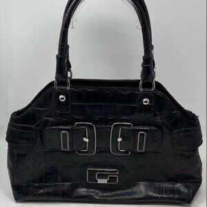 GUESS Y2K Black Croc Embossed Tote Bag